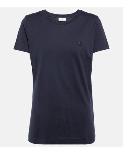 Etro Bedrucktes T-Shirt aus Baumwoll-Jersey - Blau