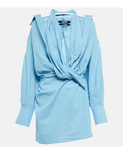 Jacquemus Vestido corto La Robe Agui de algodon - Azul