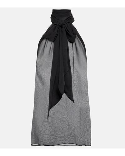 Saint Laurent Sleeveless Silk Blouse - Black