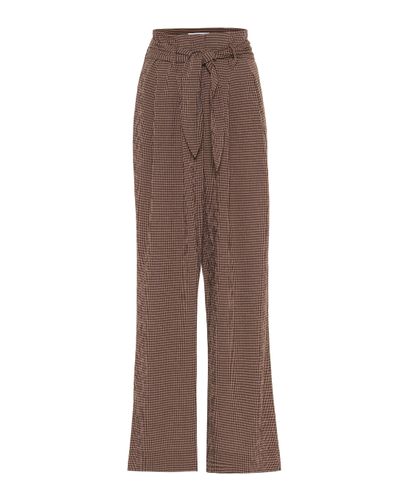 Nanushka Synthetic Nevada Checked Pants in Brown - Lyst
