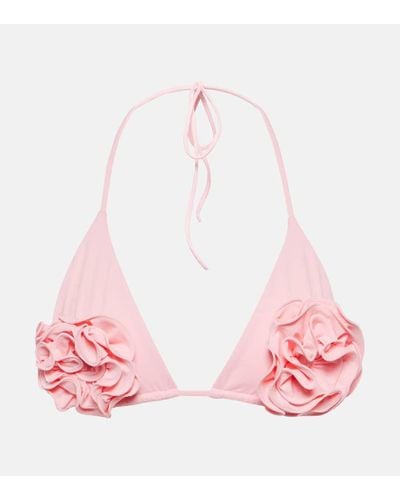Magda Butrym Floral-applique Triangle Bikini Top - Pink