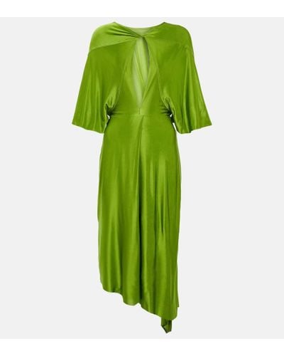 Victoria Beckham Cape Sleeve Cutout Midi Dress - Green