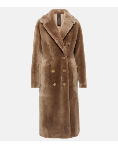 Blancha Double-breasted Shearling Coat - Brown