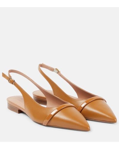 Malone Souliers Jama Leather Slingback Ballet Flats - Brown