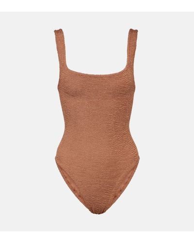 Hunza G Square Neck Swimsuit - Brown