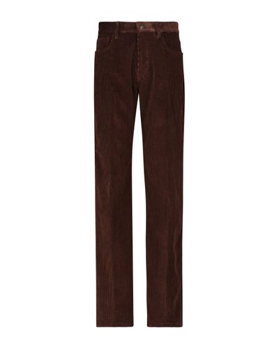 Tod's Pantalones ajustados de pana de algodon - Marrón