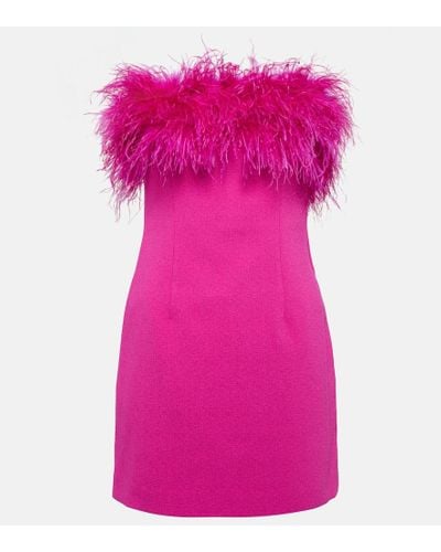 Rebecca Vallance Minikleid aus Crepe mit Federn - Pink