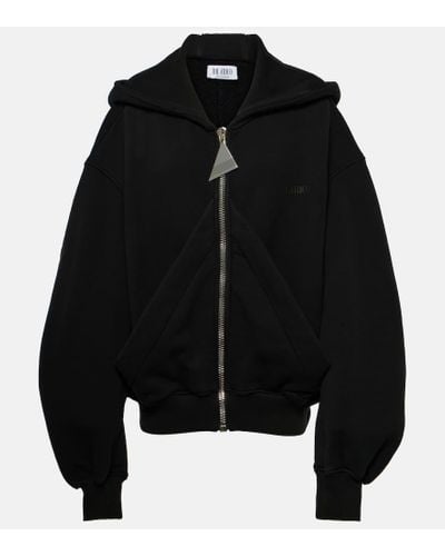 The Attico Oversized Cotton Zip-up Hoodie - Black