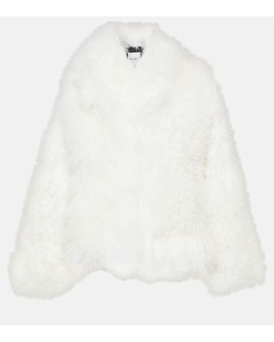 The Attico Faux Fur Cropped Coat - White