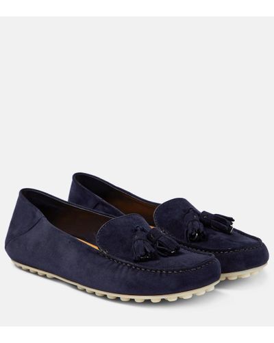 Loro Piana Mokassins Dot Sole aus Veloursleder - Blau