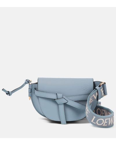 Loewe Gate Dual Mini Leather Shoulder Bag - Blue