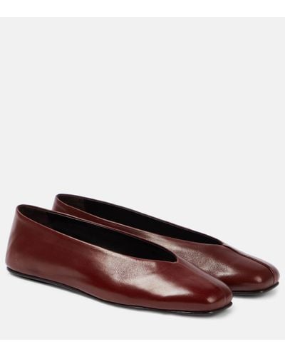 The Row Eva Two Leather Ballet Flats - Red