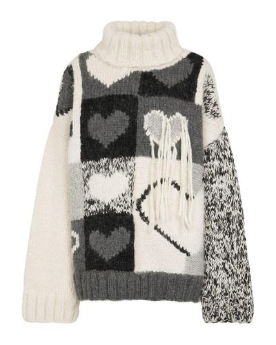 JOSEPH Intarsia Wool-blend Sweater - Gray