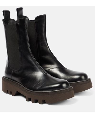 Dries Van Noten Leather Ankle Boots - Black