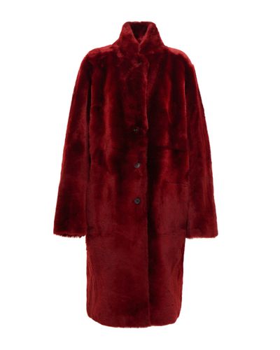 JOSEPH Britanny Reversible Leather And Shearling Coat - Red