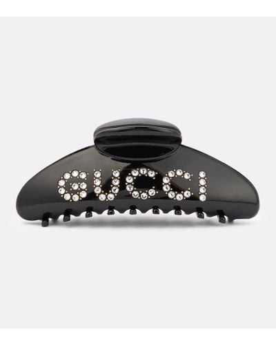 Gucci Logo Embellished Hair Clip - Black