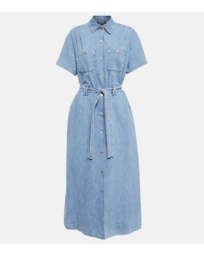 A.P.C. Hemdblusenkleid Drew aus Denim - Blau