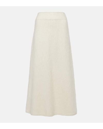 Lisa Yang Asta Brushed Cashmere Midi Skirt - White