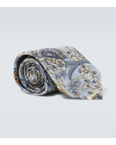 Etro Floral Silk Jacquard Tie - Blue