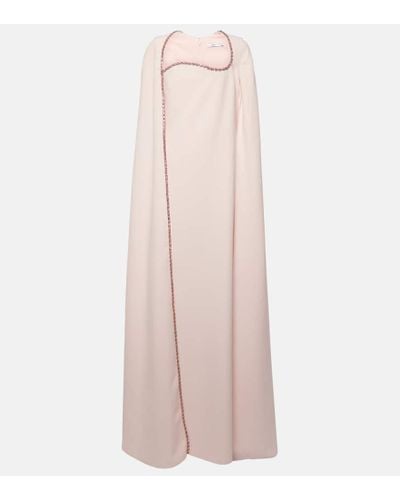 Safiyaa Mattia Caped Embellished Crepe Gown - Pink