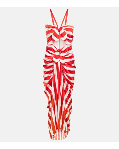 Dolce & Gabbana Portofino Striped Silk-blend Maxi Dress - Red