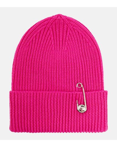 Versace Gerippte Mütze mit Sicherheitsnadel - Pink