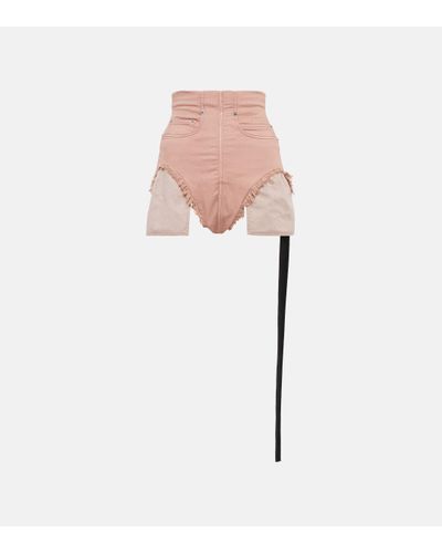 Rick Owens Coated Denim Shorts - Pink