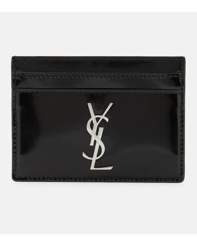 Saint Laurent Cassandre Leather Card Holder - Black