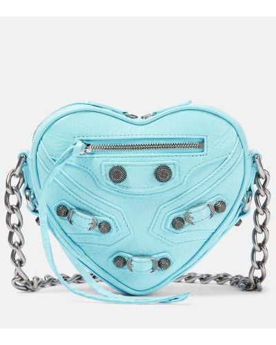 Balenciaga Le Cagole Heart Mini Leather Crossbody Bag - Blue