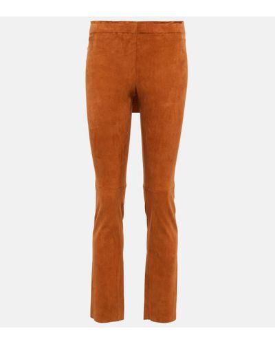 Stouls Jacky Mid-rise Slim Suede Trousers - Brown