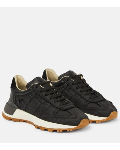 Maison Margiela Nylon And Suede Sneakers - Black