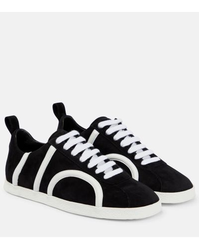 Totême Leather-trimmed Suede Sneakers - Black