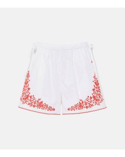 ALÉMAIS Hearts Embroidered Cotton Shorts - Pink