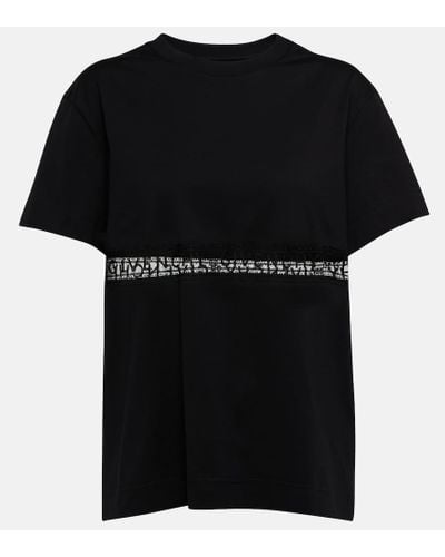 Givenchy T-shirt in jersey di cotone e pizzo - Nero