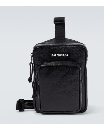 Balenciaga Messenger Bag Explorer aus Leder - Schwarz