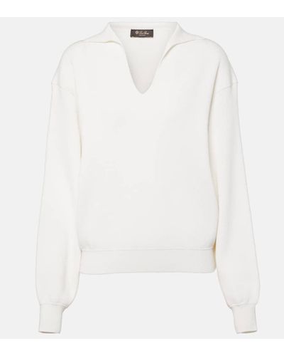 Loro Piana Tazawa Cotton Polo Sweater - White