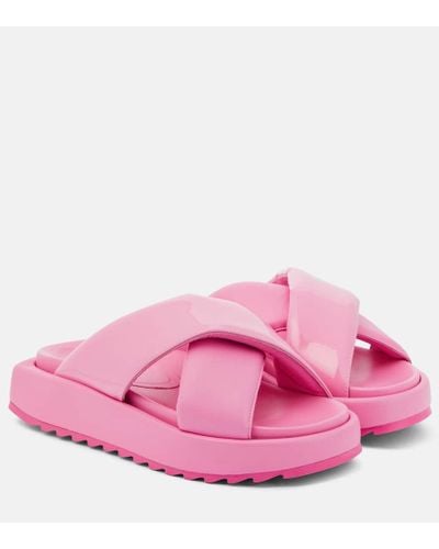 Gia Borghini Gia 25 Padded Leather Slides - Pink