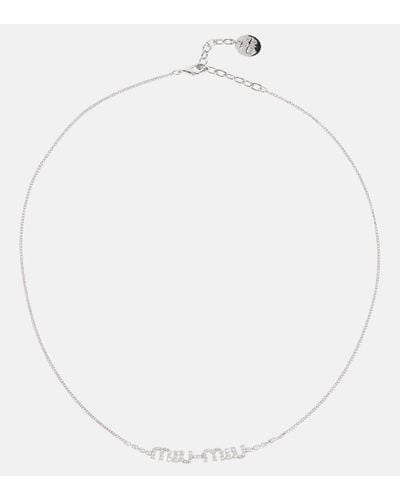Miu Miu Halskette mit Kristallen - Weiß