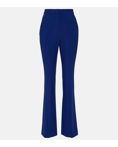 Alexander McQueen High-rise Crepe Flared Trousers - Blue