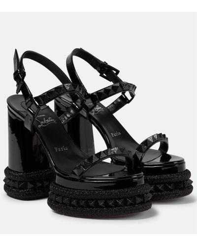 Christian Louboutin Superaclou 130 Patent Platform Sandal - Black