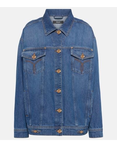 Versace Milano Patch-applique Denim Jacket - Blue