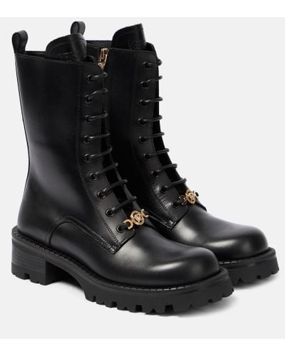 Versace Schnuerstiefel Vagabond aus Leder - Schwarz