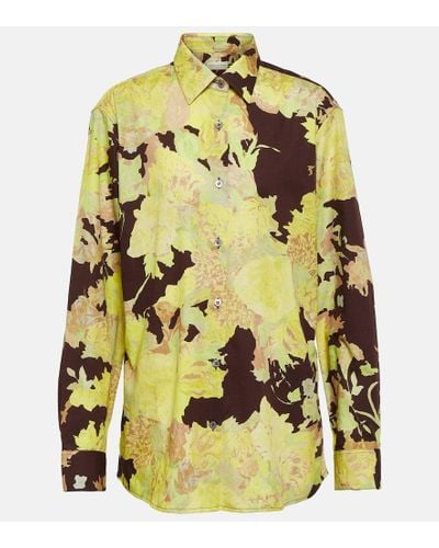 Dries Van Noten Clavelly Printed Cotton Poplin Shirt - Yellow