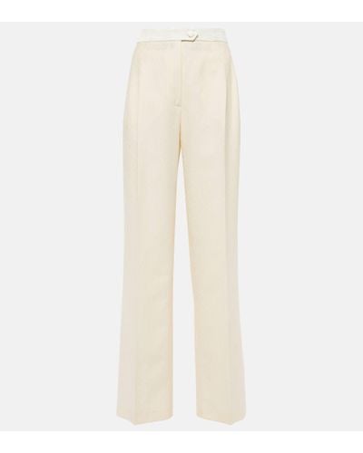 Etro Cotton And Wool Straight Trousers - Natural