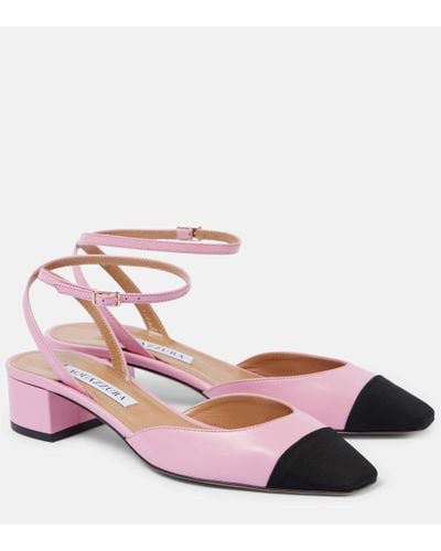 Aquazzura French Flirt 35 Leather Court Shoes - Pink