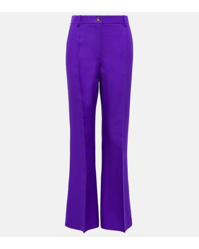 Valentino Wool And Silk Flared Pants - Purple