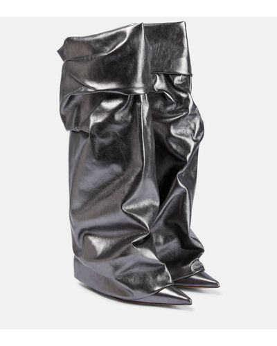 Alexandre Vauthier Ruched Leather Boots - Black