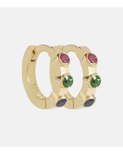Ileana Makri Rainbow Stepping Stone 18kt Yellow Gold Midi Hoop Earrings With Rubies And Sapphires - Metallic