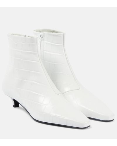Totême The Croco Slim Leather Ankle Boots - White