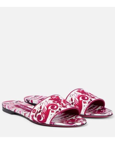 Dolce & Gabbana Majoilica Print Flat Sandals - Pink